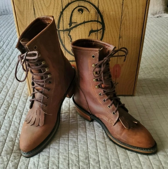 Durango Rust Lace Up Brown Leather Boot $140 - Picture 2 of 12